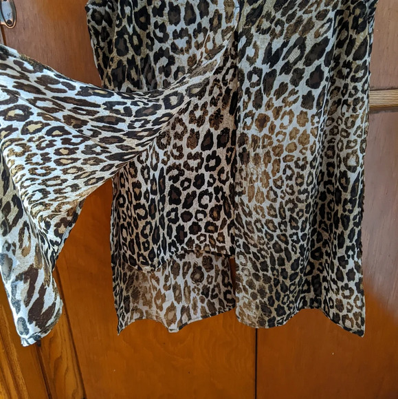 Roz & Ali Leopard Print Lined Flowy Layered Tunic Top Sleeveless Women's Small - Picture 3 of 9